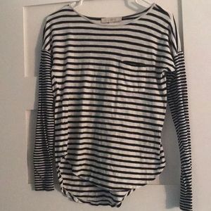 Long sleeve black and white striped shirt